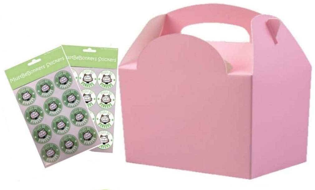 Plain Coloured Meal Box for Children/Kids - Perfect for Picnics, BBQs, and Birthday Parties - Fully Compostable, Biodegradable and Eco-Friendly - With Seal Stickers (Light Pink, 30 Packs)