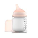 Suavinex Zero Zero - Biberón Anticólicos, con Tetina de Flujo Lento (S) de Silicona, +0 Meses, Biberón para bebés, compatible Lactancia Materna, 180 ml