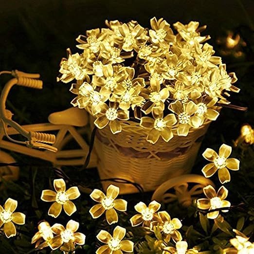 Image of K D Flower Lights for Home Decoration - 4m, 14LED Diwali Lights for Decoration for Home, Warm White Light for Indoor Outdoor Decor, String Light for Decorations, Floral Light