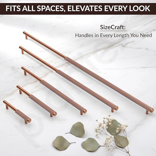 Image of Plantex Stainless Steel & Aluminium Cabinet Handle /96mm Wardrobe Handle for Home /Cupboard Door Pull-Push Handles for Office - Pack of 2 (Rose Gold)