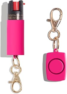 BLINGSTING Self Defense Kit - Professional Grade, Maximum Strength Pepper Spray with UV Marking Dye & Mini Personal Safety Alarm - Pink Soft Touch