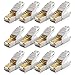 Produktbild deleyCON 12x CAT 6a Netzwerkstecker RJ45 Werkzeuglos Geschirmt 10 Gbit/s Netzwerk Stecker für Starre Verlegekabel Rohkabel Steckverbinder RJ45 Ethernet LAN DSL Patchkabel
