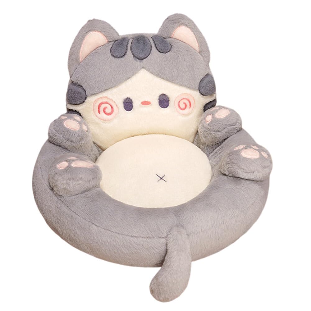 JAWSEU Coussin de Chaise Kawaii en Forme de Chat, Coussin en Peluche avec Support de Dossier Mignonne Coussins de Sol de Canapé Coussin de Siège Coussin de Canapé Doux pour Bureau Maison Tatami