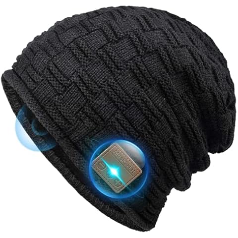 Gifts for Men Bluetooth Beanie Hat - Secret Santa Gifts Christmas Stocking Fillers for Men Teenagers Cool Stuff Music Gifts Tech Gadgets, Hat with Headphones Christmas Eve Box Fillers, Black, Large Cover