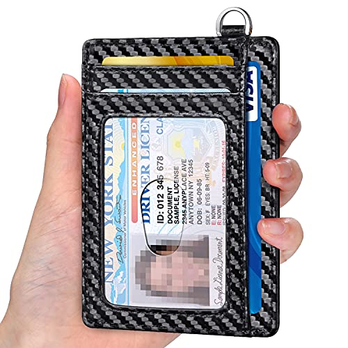 Image of Slim Minimalist Front Pocket Wallet, RFID Blocking Credit Card Holder Wallet with Detachable D-Shackle for Men Women