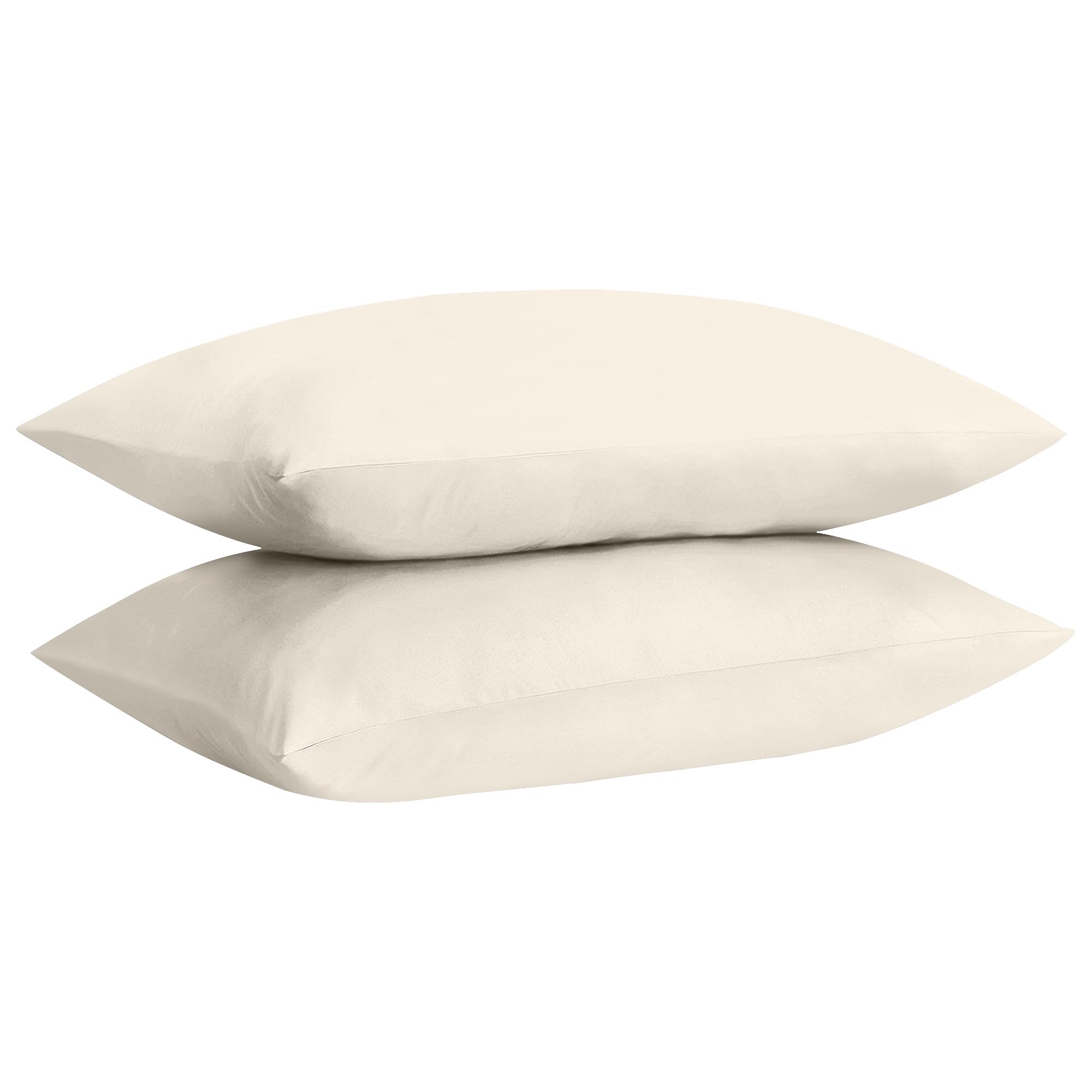 HOME ACE Non Iron Percale Standard Pillowcases 2 Pack Cream, 180 Thread Count 100% Poly Cotton Housewife Pillow Cases 50 x 75CM
