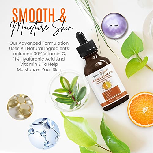 Dermaxgen 30% Vitamin C Serum For Face, Hyaluronic Acid & Vitamin E - Natural & Organic Anti Wrinkle & Skin Rejuvenator Moisturizer Vitamin C For All Skin - Anti Aging Serum (1 Fl Oz) #TOP4