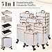 Arous Kosmetikkoffer Trolley, 5-in-1 Groß Kosmetik Trolley Schminkkoffer mit Rollen Friseurkoffer Alu Beauty Case Nagelkoffer Multikoffer, Weiß