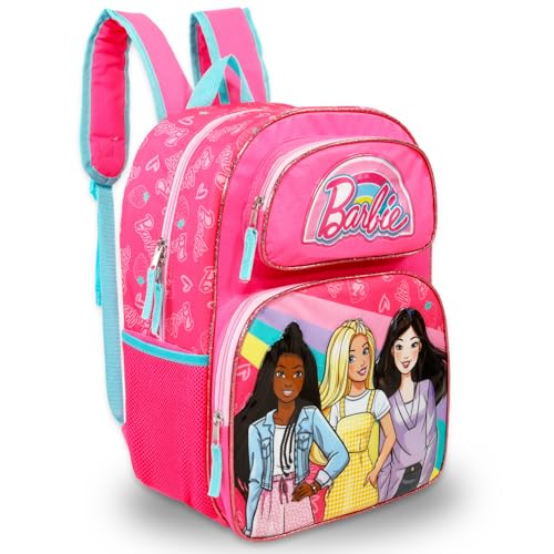 Barbie Backpack Set - Bundle with 16" School Backpack, Temporary Tattoos, Water Bottle, More | Barbie Travel and School Supplies Bag for Kids2