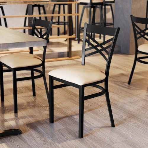 Image of Flash Furniture Hercules X-Back Chair - Vinyl Seat, Black /Tan, 2-Pack