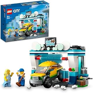 LEGO 60362 City Myjnia samochodowa, zabawka dla dzieci w wieku od 6 lat, dziewczynek i chłopców, zestaw z obrotowymi szczotkami, samochodzikiem i 2 minifigurkami, doskonały pomysł na prezent
