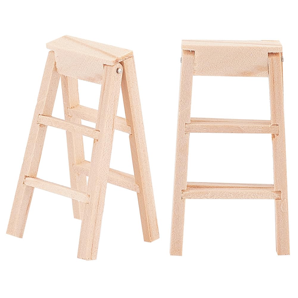 OLYCRAFT 40 Mini-Holzleitern – 6,1 Cm, Naturbelassen, Für Dioramen, Mini-Gärten & Bastelprojekte, Unbehandelt