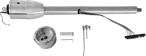 UnayKolb Columna de dirección manual de inclinación acabada pulida de 32 pulgadas con adaptador de rueda de 9 orificios sin llave OE#51832-MT-N