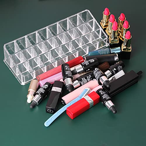 MOSIKER Acrylic Makeup Lipstick Organizer Clear Cosmetic Storage Organizers With 24 Slots Cosmetics Holder