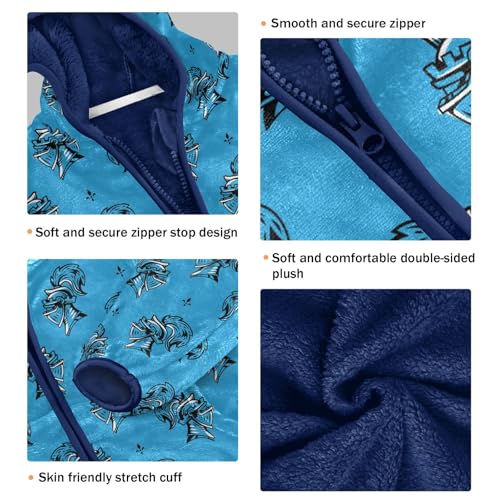 Soldiers Blue Toddler Fleece Jacket Baby Boys Hooded Zipper Long Sleeve Thick Warm Outerwear 3-10 Years3