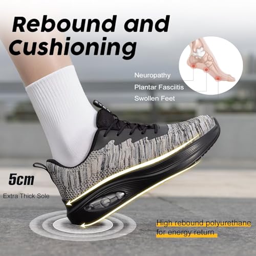 Image of ZYEN Wide Toe Box Shoes Women Air Cushion Road Running Shoes Extra Wide Width Sneakers Arch Support Gym Athletic Tennis Sneakers Lightweight Breathable Walking Shoes