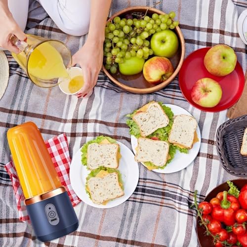 Image of Portable Blender USB Rechargeable Smoothie Maker Compact Personal Mini Juicer Cup with BPA-Free Travel Bottle, Powerful Stainless Steel Blades for Shakes, Protein Drinks & Fresh Juices Multicolor