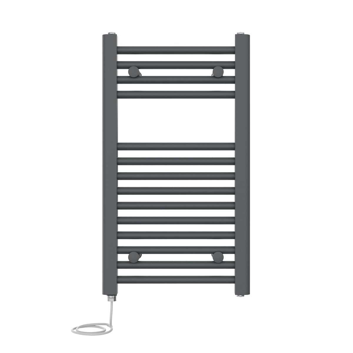 Warmehaus Anthracite Electric Pre-Filled Straight Heated Towel Rail Radiator 700X400mm 300W