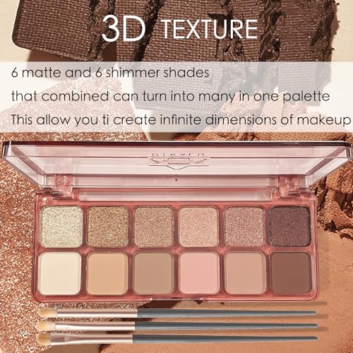 Eyeshadow Palette, Glitter Matte Eye Shadow Pallets for Women Brown Nude Pink Long Lasting Eye Shadows Palettes - Image 2