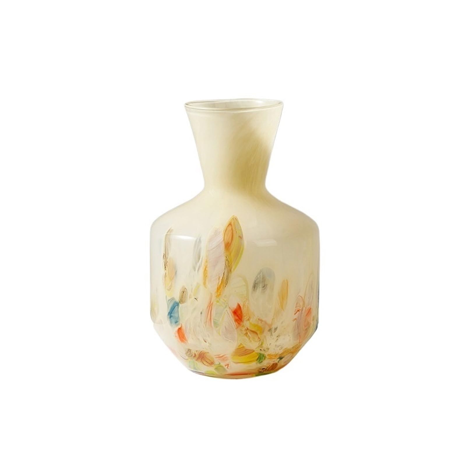 Elegant Colorful Glass Vase 31cm Tall 11cm Opening Hand-Blown Artistic Vases Table Centerpieces