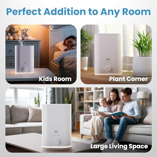 Image of Everlasting Comfort 6L Humidifier Large Room, High Mist Output 60 HR Runtime Ultrasonic Top Fill Humidifiers for Bedroom, Easy to Use & Clean for Home, Baby Humidifier, Plants, Congestion, Indoor