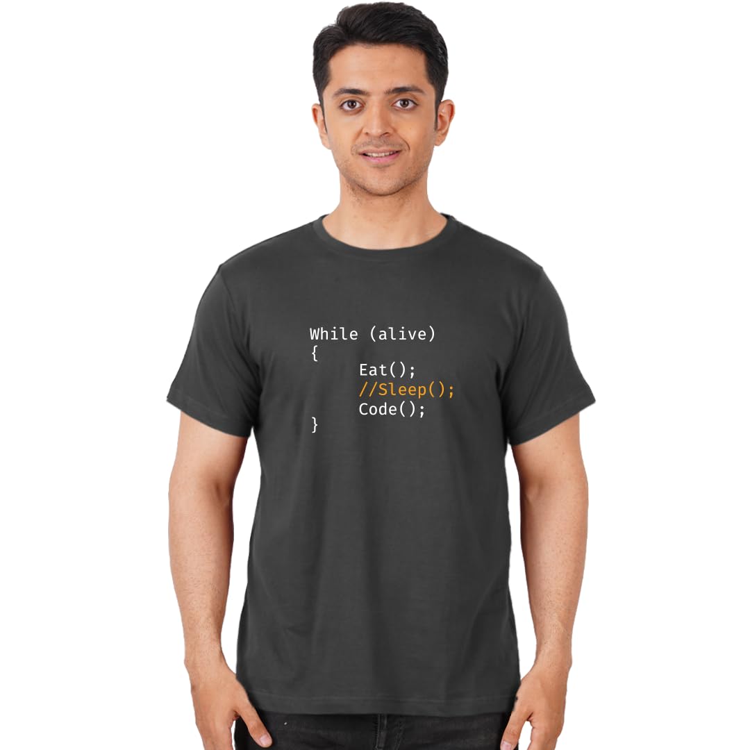 dudeme While Alive Eat Sleep Code Half Sleeve 100% Cotton 180 GSM T-Shirt-picture-29