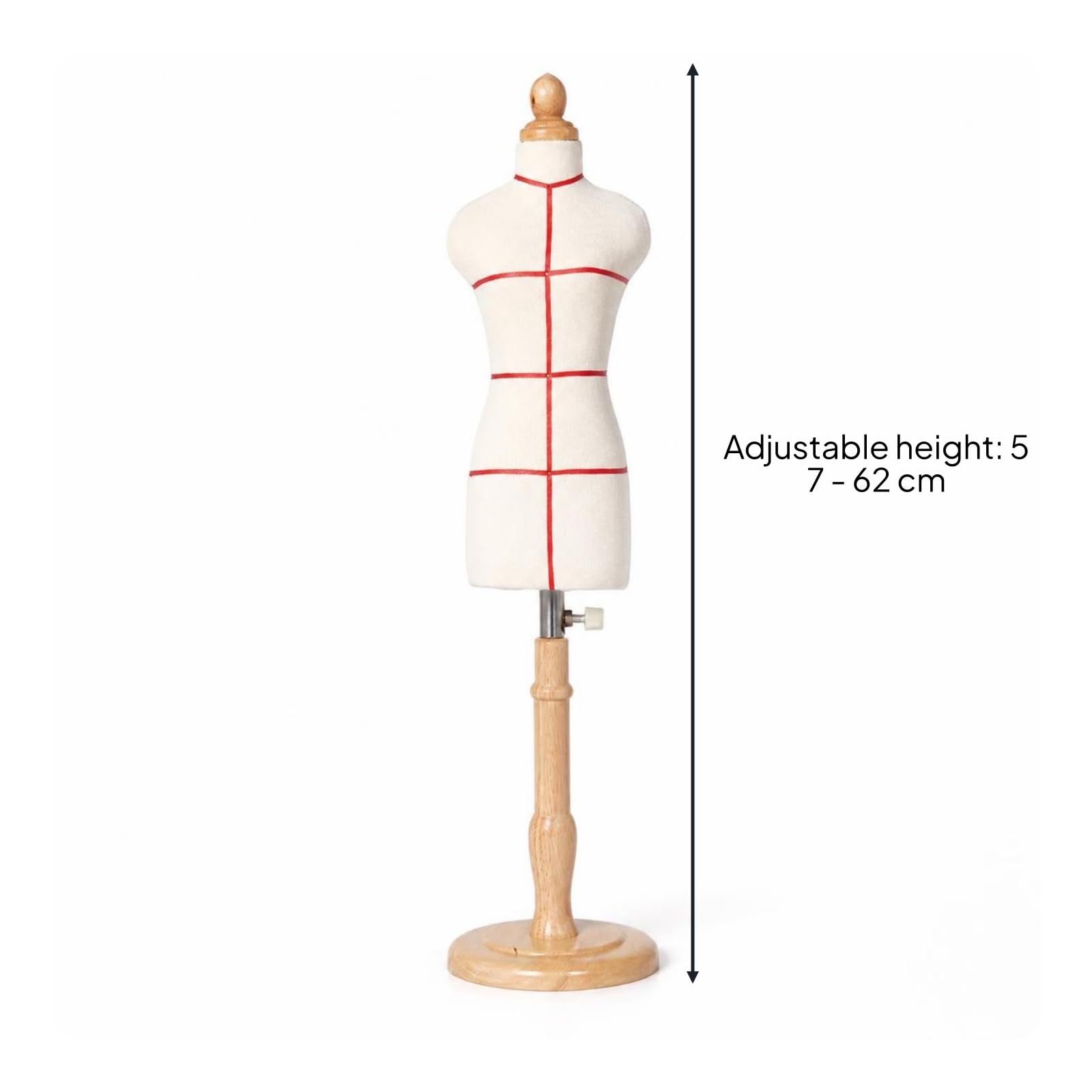 predolo Manichino Sartorial in Miniatura Appuntabile Mini Manichino con Supporto Busto con Supporto per Studenti di Moda, Sarti , Modello Con Linee Di Marcatura Rosse, Versione Femminile In Scala 1 3