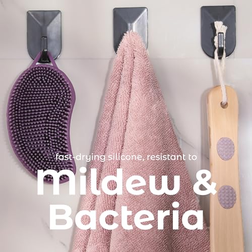 Image of MainBasics Exfoliating Silicone Body Scrubber Pro 2-in-1 Shower Scrubber for Body Care, Silicone Loofah and Massager (Purple, Body + Massage)