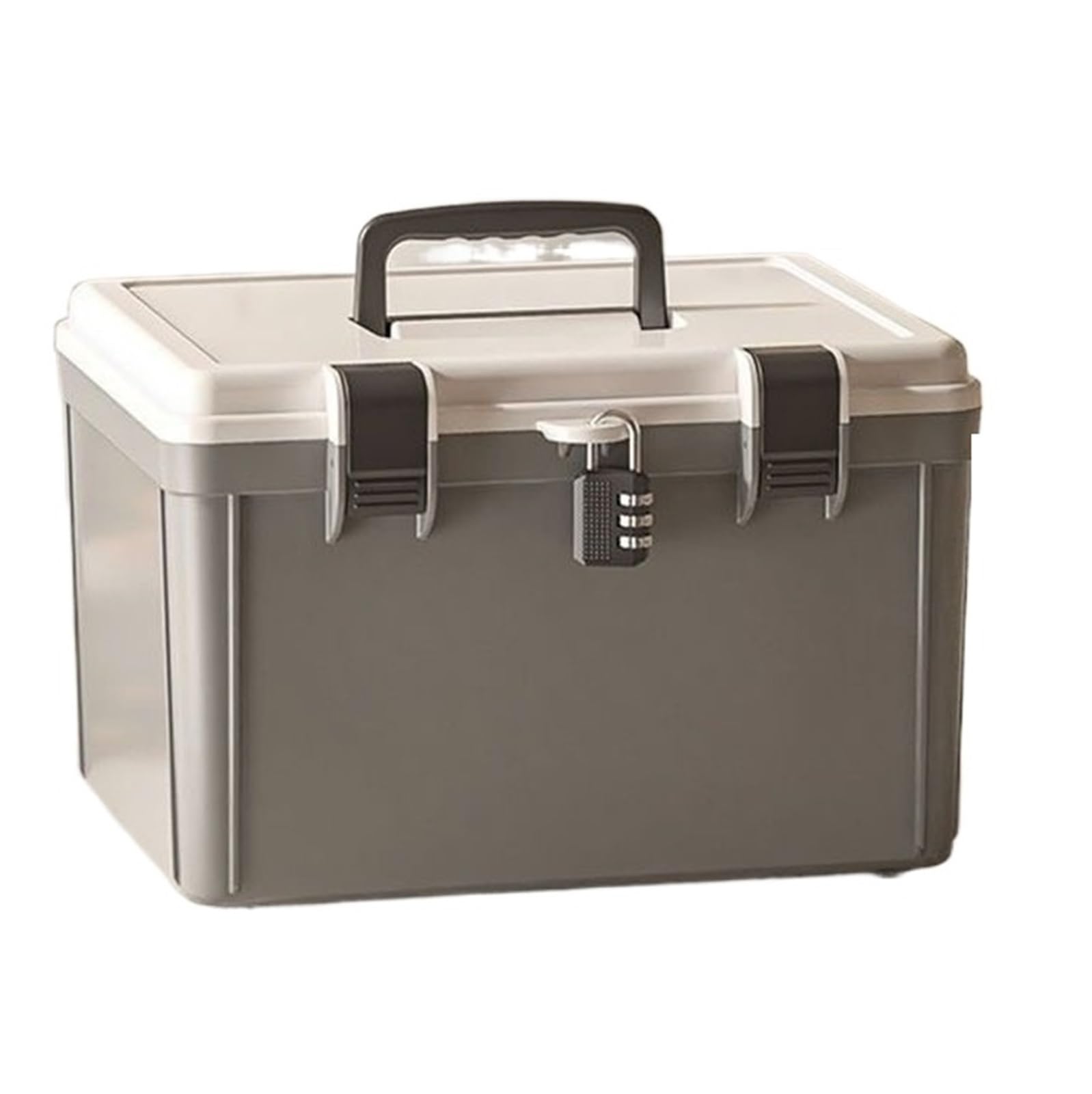 Cassaforte, Cassetta di sicurezza con password a 3 cifre, for contanti, passaporti, documenti, portaoggetti portatile(Grey)