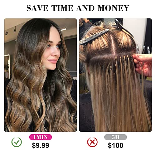 Reecho 20" 1-Pack 3/4 Full Head Curly Wave Clips In On Synthetic Hair Extensions Hairpieces For Women 5 Clips 4.5 Oz Per Piece - Natural Black #TOP5