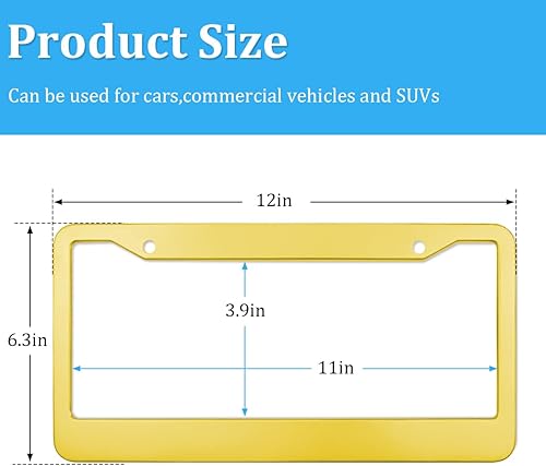 Miniatura 8 de Marco de matrícula para automóvil, 2 marcos de matrícula delanteros y traseros impermeables mate con tornillos antirrobo, juego universal para la
