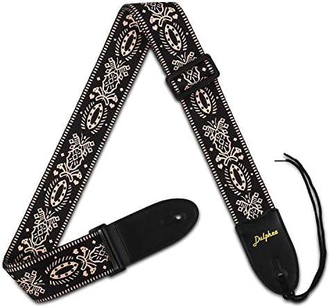 Dulphee Guitar Strap Vintage Printed Adjustable Polyester Shoulder Strap - Suitable for Bass, Electric & Acoustic Guitars