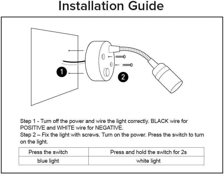 MUSM 12V Flexible LED Reading Light RV Camper Bedside Lamp w/Warm White & Blue