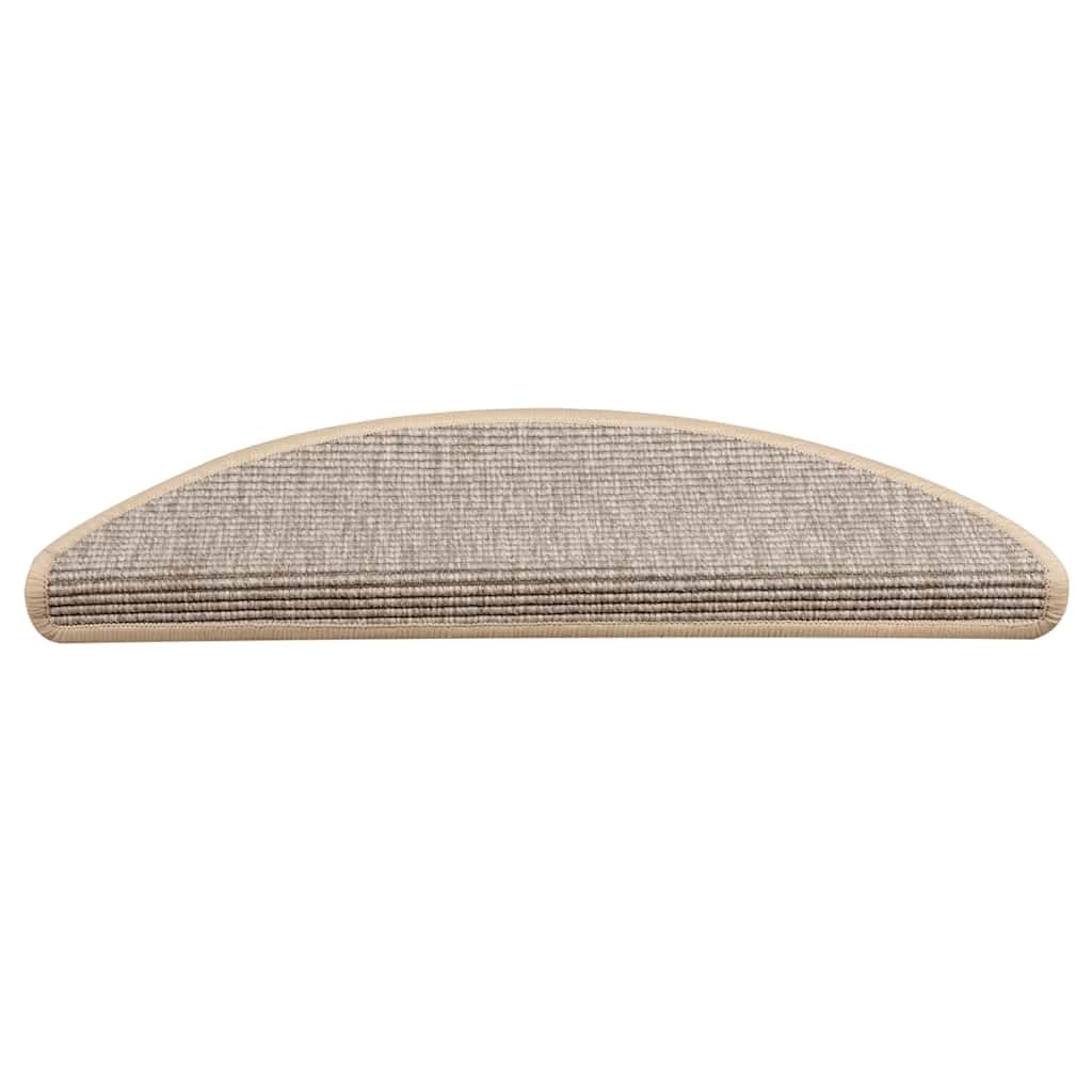 Stufenmatten 15 Stück 56x17x3 cm Silber Halbrund Treppenstufen Matten, Teppich Innen für Treppen, rutschfest Stufenmatten Treppenteppich