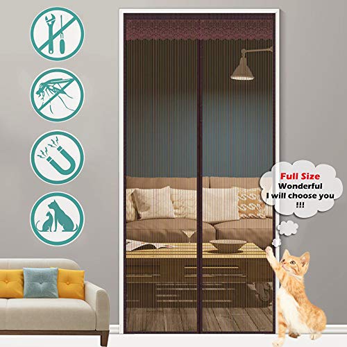 Preisvergleich Produktbild Fliegengitter Balkontür Magnet Durchgehend 160x230cm lässt frische Luft hinei Selbstschließend Stärker als Normales Fliegengitter Verschiedene Größen für Balkontür Wohnzimmer Terrassentür - Braun