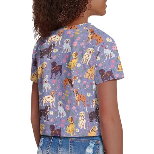 Image of Girls Fashion Crewneck Tee Shirts Casual Short Sleeve Crop Top Summer Outfits 5-14 Year