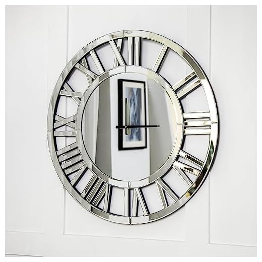 SHYFOY 18-Inch Acrylic Mirrored Wall Clock - Roman Numeral Skeleton Design - Large Decorative Clock - Modern Home Decor -Elegant Timepiece for Living Room, Bedroom, and Office
