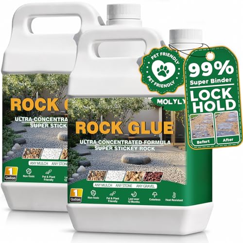Rock Glue for Landscaping - 2 Gallon Mulch Glue, Gravel Binder & Stone Adhesive, Fast-Dry, Non-Toxic, Weather-Resistant for Patios, Garden, Walkways and Paths