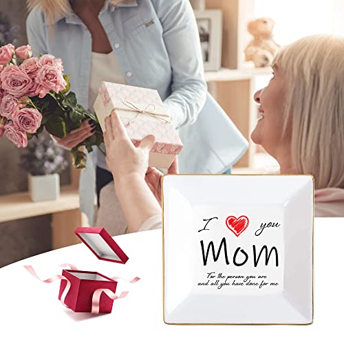 Gift For Mom, Ceramic Ring Trinket Dish Jewelry Tray - I Love You Mom For The Person You Are And All You Have Done For Me - Mom Gifts From Daughter, Birthday Mother’s Day Christmas Gifts #TOP1