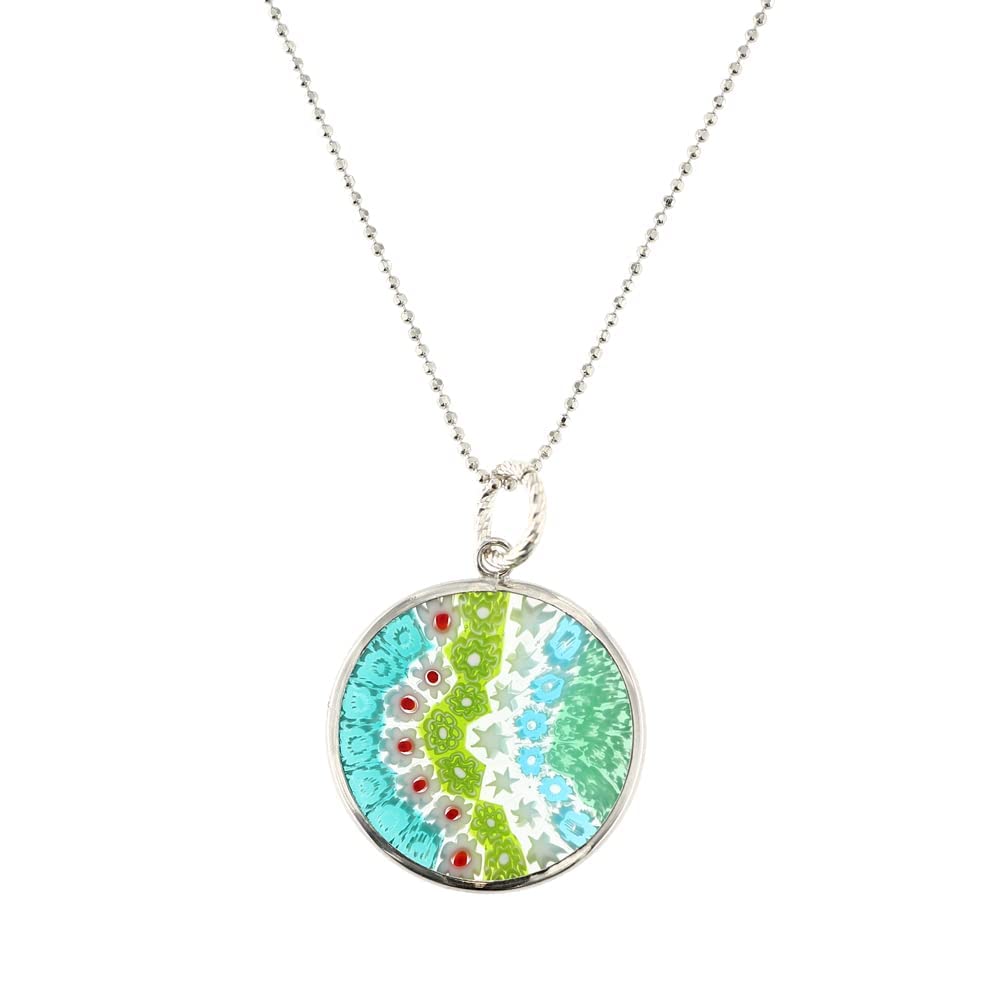 Venetiaurum - Damen-Halskette mit Murrina-Anhänger aus Original-Muranoglas und Silber 925 - Schmuck “Made in Italy” zertifiziert.