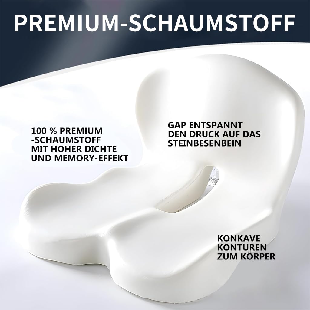 Cuscino ortopedico con schienale [supporto laterale e comfort] Cuscino per sedia da ufficio e auto, ergonomico, cuscino per coccige, cuscino per sedia, anello per alleviare il coccige