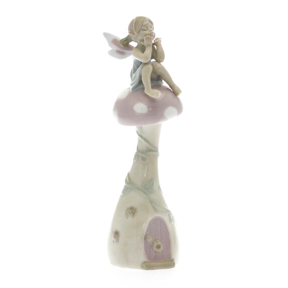 Pixie on Mushroom Glazed Figurine and working bell