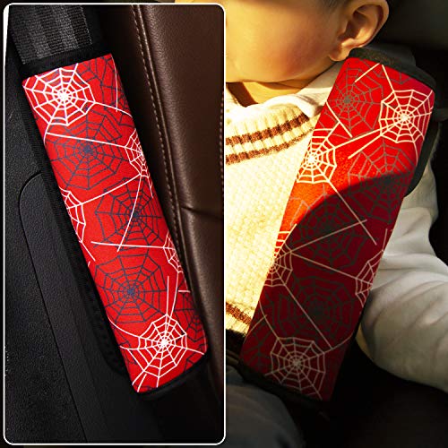 Image of Spider Seat Belt Cover for Kids, Seat Belt Pad for Boys, Car Seat Straps Shoulder Pads for Kids, Kid's Seat Belt Cushion, Shoulder Strap Pad, 1 Piece(RED)