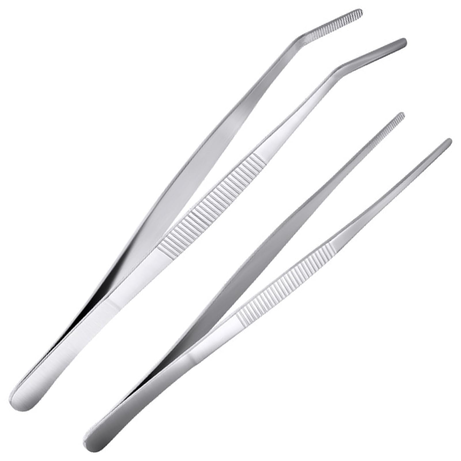 Aililong 2-częściowy zestaw pęsety 14 cm, zakrzywiona i prosta pęseta ze stali nierdzewnej, spiczasta i matowa, antypoślizgowa, uniwersalna, do elektroniki, prac laboratoryjnych i zwierząt wodnych