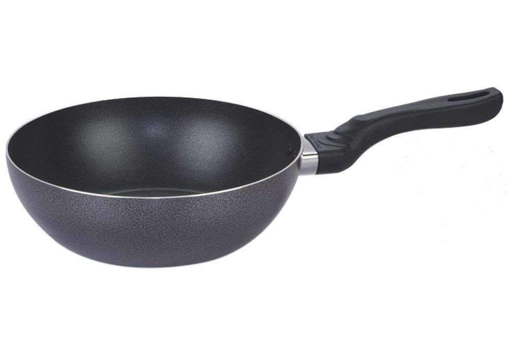 KITCHEN KINGKresto Wok Stir Fry Deep Frying Pan Skillet 26cm 28cm 30cm (28cm / Capacity 3.9Ltr, Black)