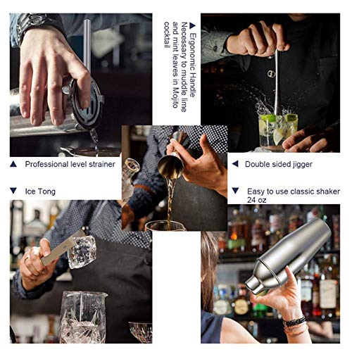 Set de coctelera profesional 14 piezas acero inoxidable miniatura 3
