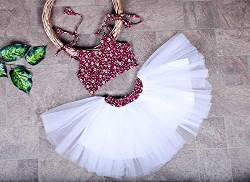 Image of ANNECA baby girl's designer rayon cotton modern crop top and naylon soft net knee lenth skirt clothing set