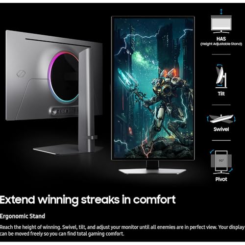Image of Samsung 27 inch Odyssey OLED G6 QHD Gaming Monitor 360Hz Display with Anti-Glare, Flicker Free, VESA Mount (100mm) & Dockztorm USB Port Expander, DisplayPort, HDMI, Silver (LS27DG602SNXZA)