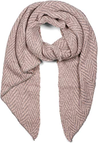 styleBREAKER Damen weicher Web Schal mit Zick Zack Zacken Muster in asymmetrischer Form, warm Winter, Stola 01017129, Farbe:Rose-Grau