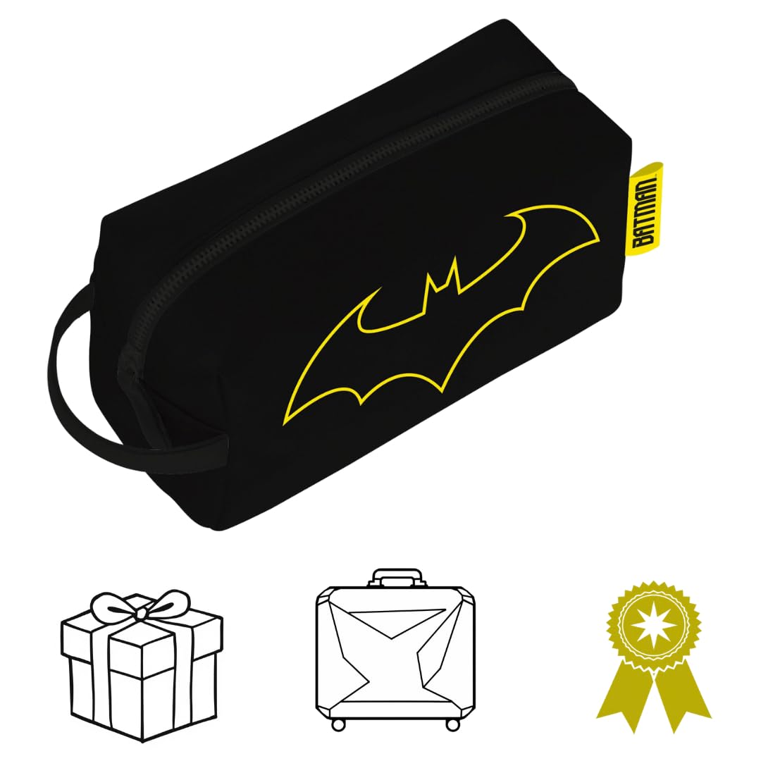 ARDITEX, Batman Beauty Case Impermeabile, Borsa da Toilette per Uomo e Bambino, Astuccio 100% PU, Ideale per organizzare Prodotti per l’Igiene o i tuoi piccoli Oggetti, 3 x 22 x 8 cm